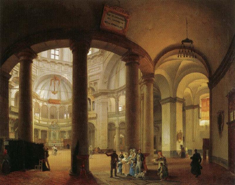 Giovanni Migliara Interior of Basilica of San Lorenzo France oil painting art